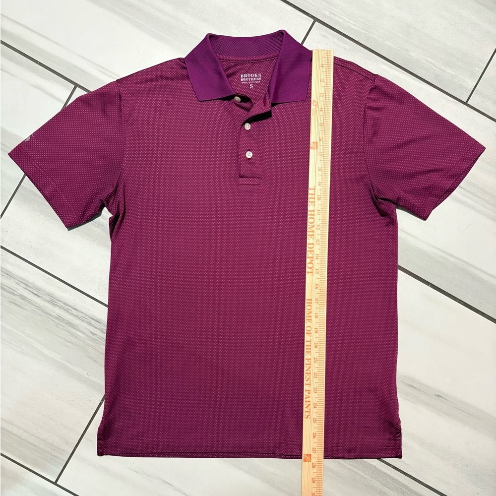 Brooks Brothers Men's Small Polo Shirt Maroon Micro-Dot Stretch Golf Performance - Picture 12 of 16